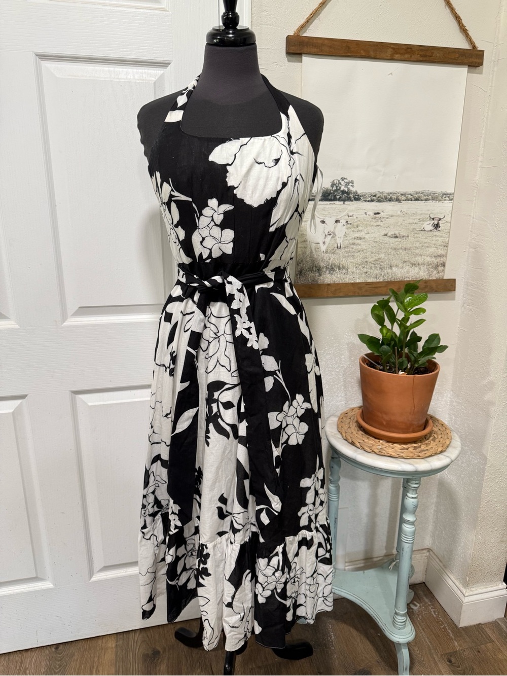 White House Black Market Halter Tie Floral Sundress